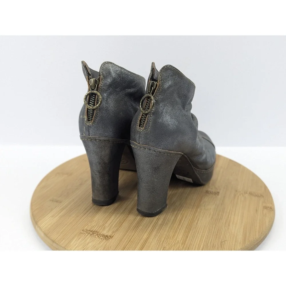 Metallic‎ Pewter Ruched Leather Woman 6 Ankle Boots FIORENTINI BAKER